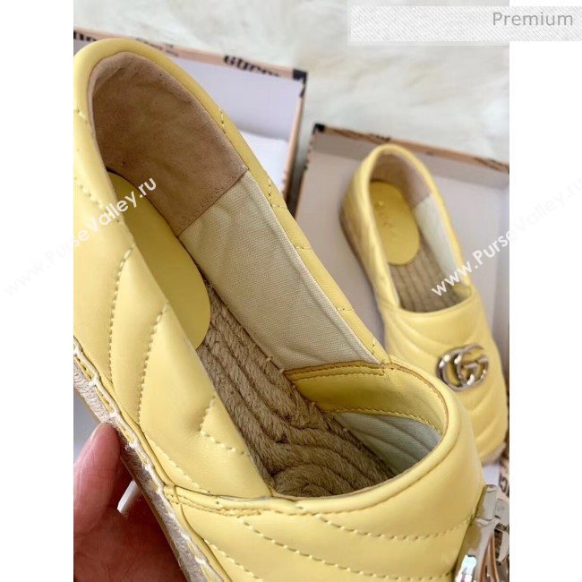 Gucci Matelassé Chevron Leather Espadrille 628086 Pastel Yellow 2020 (HB-20053005)