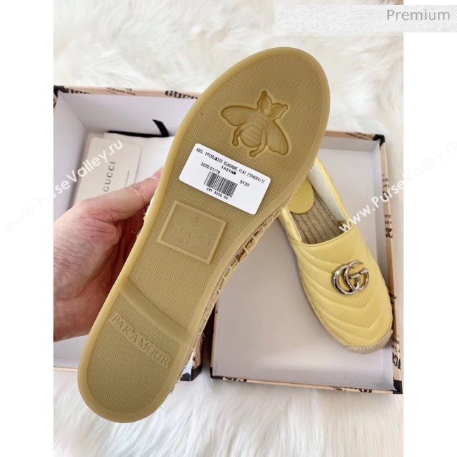Gucci Matelassé Chevron Leather Espadrille 628086 Pastel Yellow 2020 (HB-20053005)