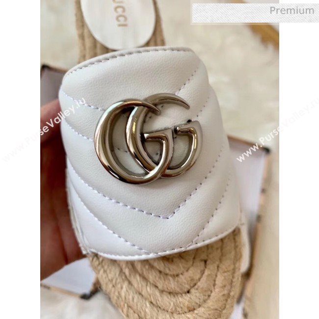 Gucci Matelassé Chevron Leather Espadrille Sandal 573028 White 2020 (HB-20053008)
