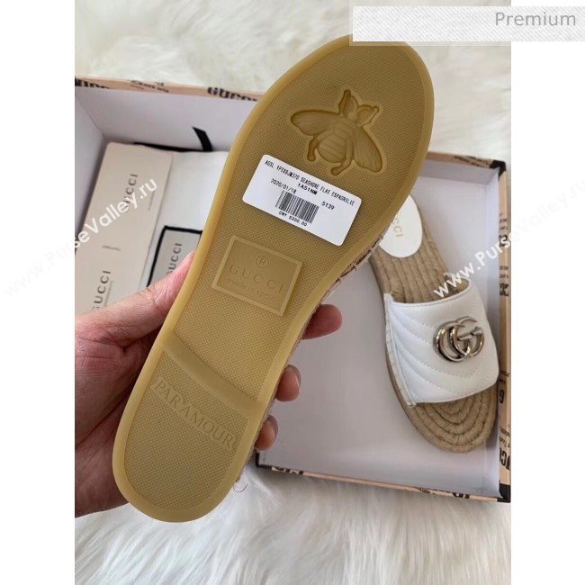 Gucci Matelassé Chevron Leather Espadrille Sandal 573028 White 2020 (HB-20053008)
