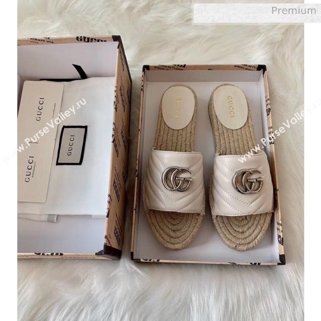 Gucci Matelassé Chevron Leather Espadrille Sandal 573028 Beige 2020 (HB-20053010)