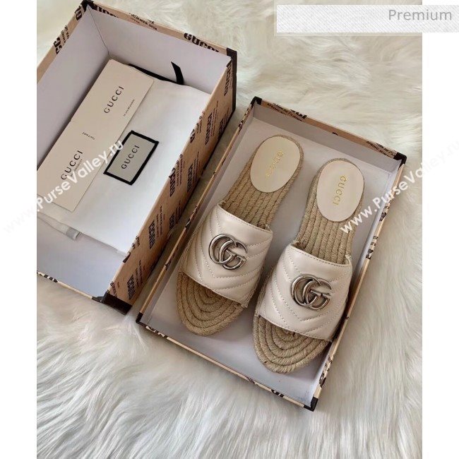 Gucci Matelassé Chevron Leather Espadrille Sandal 573028 Beige 2020 (HB-20053010)