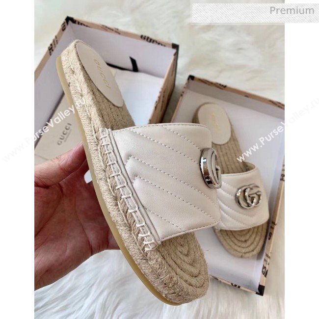 Gucci Matelassé Chevron Leather Espadrille Sandal 573028 Beige 2020 (HB-20053010)