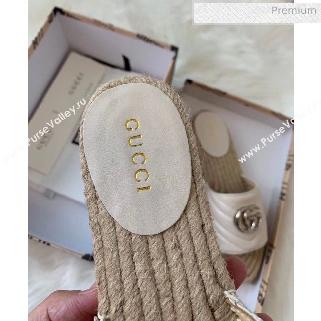 Gucci Matelassé Chevron Leather Espadrille Sandal 573028 Beige 2020 (HB-20053010)