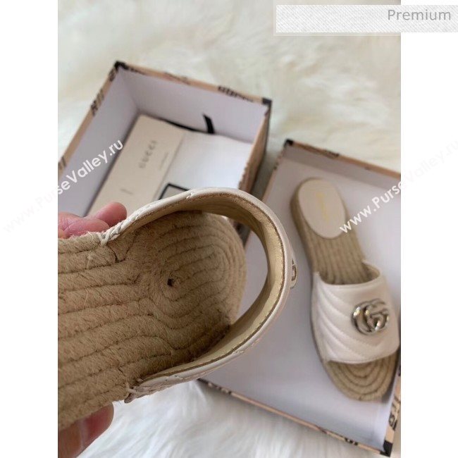 Gucci Matelassé Chevron Leather Espadrille Sandal 573028 Beige 2020 (HB-20053010)