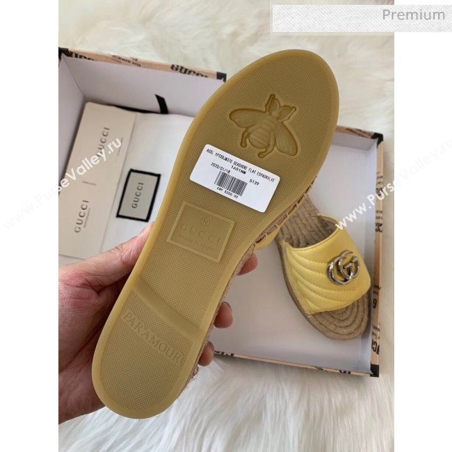 Gucci Matelassé Chevron Leather Espadrille Sandal 573028 Pastel Yellow 2020 (HB-20053011)