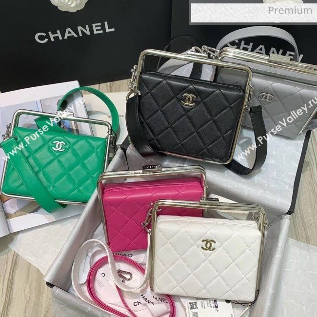 Chanel Lambskin & Silver-Tone Metal Clutch AS1732 Grey 2020 (JY-20053020)