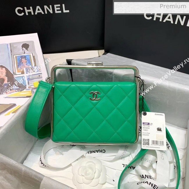 Chanel Lambskin & Silver-Tone Metal Clutch AS1732 Green 2020 (JY-20053019)