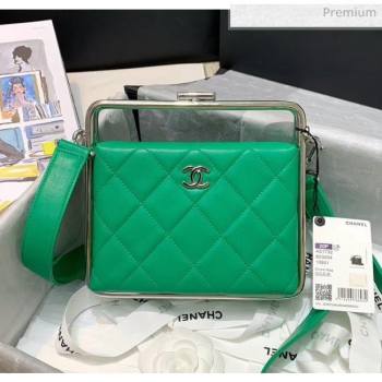 Chanel Lambskin & Silver-Tone Metal Clutch AS1732 Green 2020 (JY-20053019)