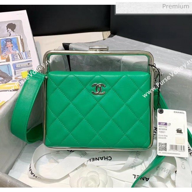 Chanel Lambskin & Silver-Tone Metal Clutch AS1732 Green 2020 (JY-20053019)