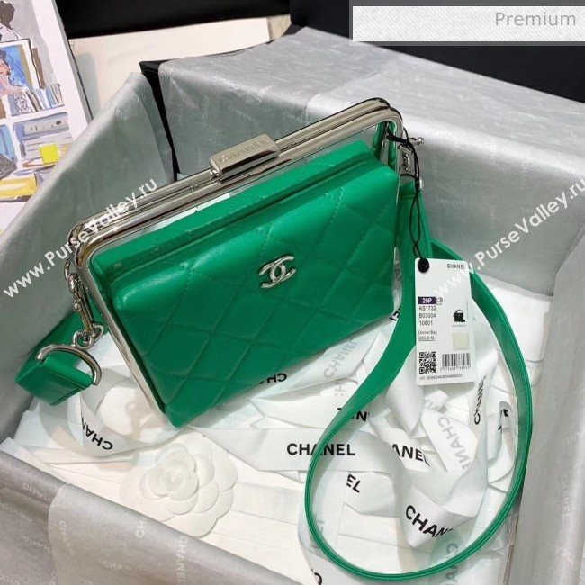 Chanel Lambskin & Silver-Tone Metal Clutch AS1732 Green 2020 (JY-20053019)