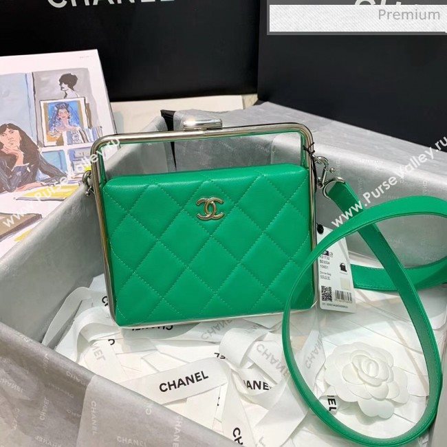 Chanel Lambskin & Silver-Tone Metal Clutch AS1732 Green 2020 (JY-20053019)