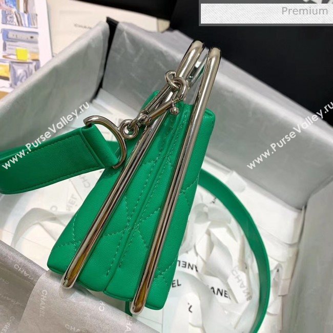 Chanel Lambskin & Silver-Tone Metal Clutch AS1732 Green 2020 (JY-20053019)