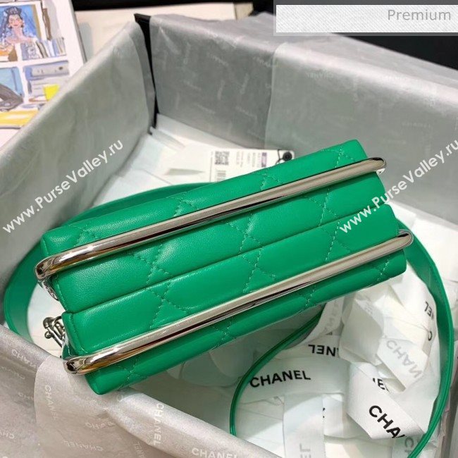 Chanel Lambskin & Silver-Tone Metal Clutch AS1732 Green 2020 (JY-20053019)