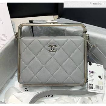 Chanel Lambskin & Silver-Tone Metal Clutch AS1732 Grey 2020 (JY-20053020)