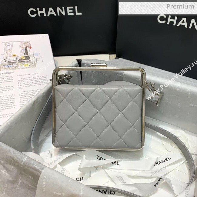 Chanel Lambskin & Silver-Tone Metal Clutch AS1732 Grey 2020 (JY-20053020)
