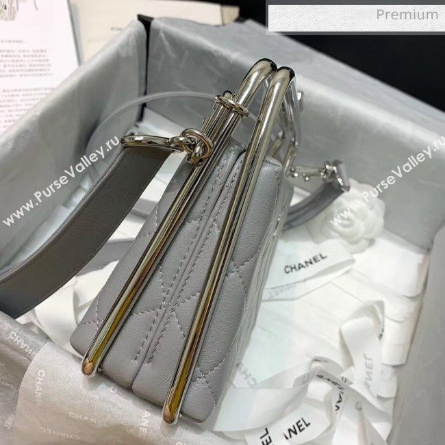 Chanel Lambskin & Silver-Tone Metal Clutch AS1732 Grey 2020 (JY-20053020)