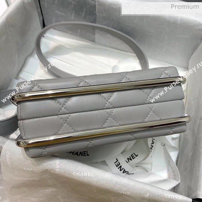 Chanel Lambskin & Silver-Tone Metal Clutch AS1732 Grey 2020 (JY-20053020)