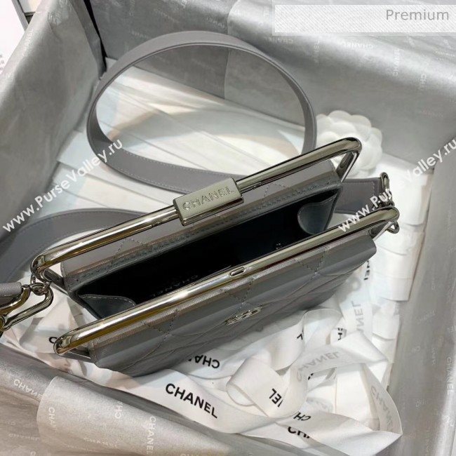 Chanel Lambskin & Silver-Tone Metal Clutch AS1732 Grey 2020 (JY-20053020)