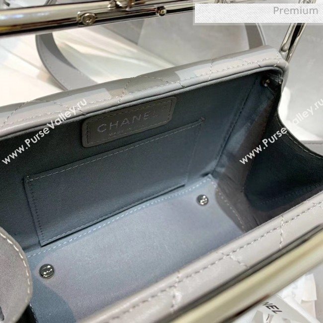 Chanel Lambskin & Silver-Tone Metal Clutch AS1732 Grey 2020 (JY-20053020)