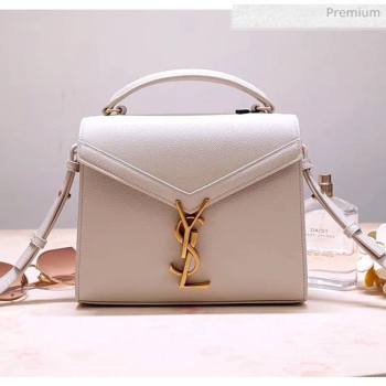 Saint Laurent CASSANDRA Mini Top Handle bag in Grain Leather 602716 White 2020 (NA-20053031)