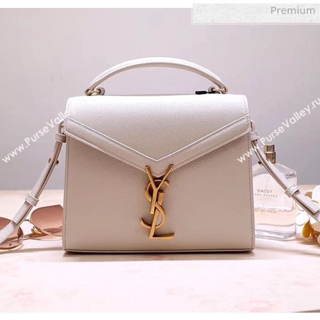 Saint Laurent CASSANDRA Mini Top Handle bag in Grain Leather 602716 White 2020 (NA-20053031)