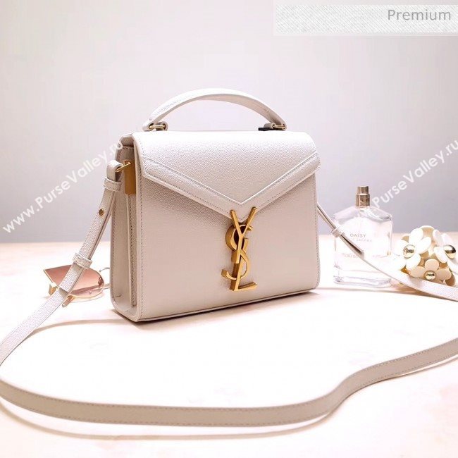 Saint Laurent CASSANDRA Mini Top Handle bag in Grain Leather 602716 White 2020 (NA-20053031)