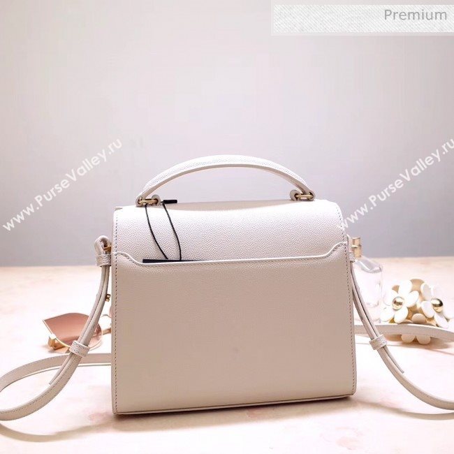 Saint Laurent CASSANDRA Mini Top Handle bag in Grain Leather 602716 White 2020 (NA-20053031)