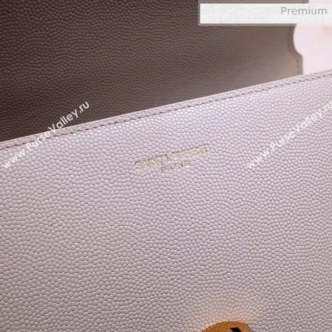 Saint Laurent CASSANDRA Mini Top Handle bag in Grain Leather 602716 White 2020 (NA-20053031)