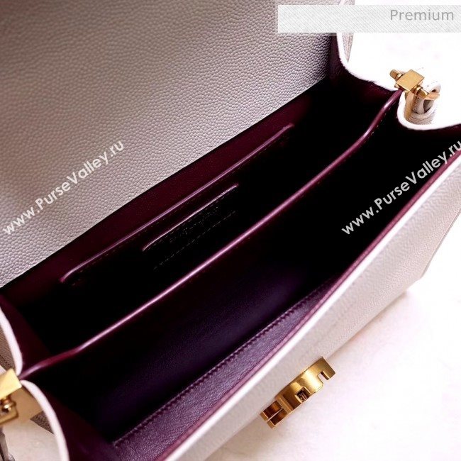 Saint Laurent CASSANDRA Mini Top Handle bag in Grain Leather 602716 White 2020 (NA-20053031)