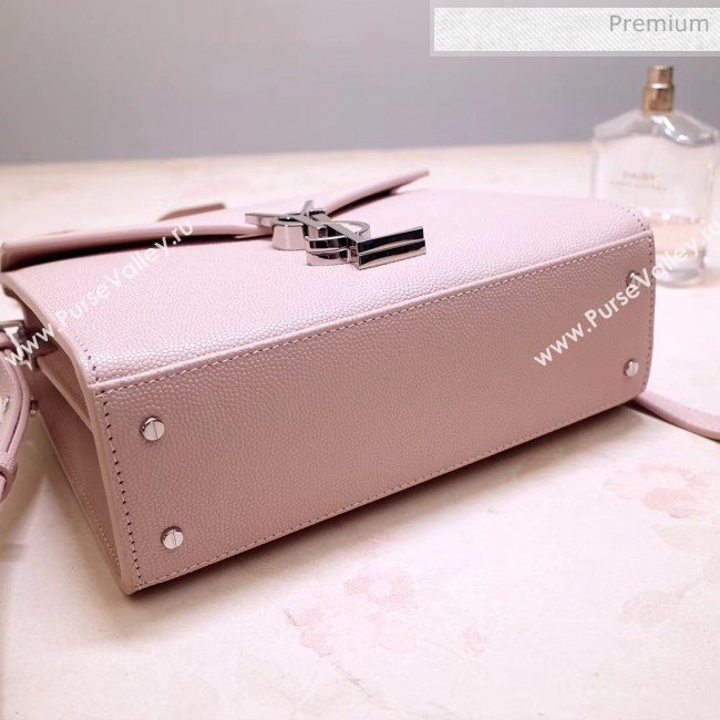 Saint Laurent CASSANDRA Mini Top Handle bag in Grain Leather 602716 Light Pink 2020 (NA-20053032)