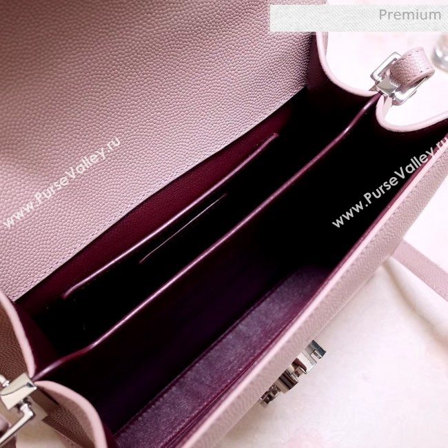 Saint Laurent CASSANDRA Mini Top Handle bag in Grain Leather 602716 Light Pink 2020 (NA-20053032)