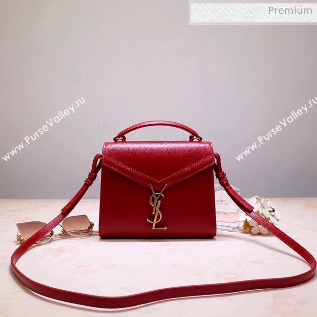 Saint Laurent CASSANDRA Mini Top Handle bag in Grain Leather 602716 Red 2020 (NA-20053033)