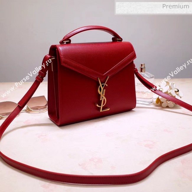 Saint Laurent CASSANDRA Mini Top Handle bag in Grain Leather 602716 Red 2020 (NA-20053033)