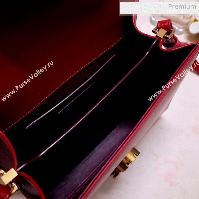 Saint Laurent CASSANDRA Mini Top Handle bag in Grain Leather 602716 Red 2020 (NA-20053033)