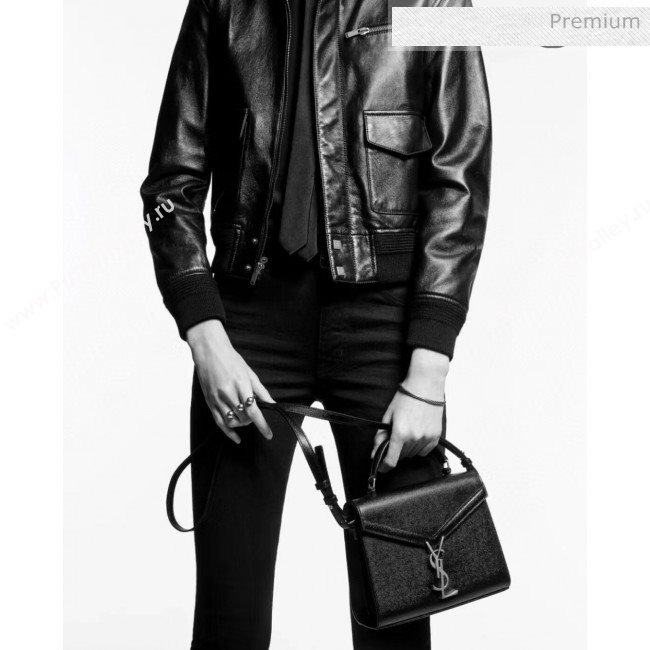 Saint Laurent CASSANDRA Mini Top Handle bag in Grain Leather 602716 Black 2020 (NA-20053034)