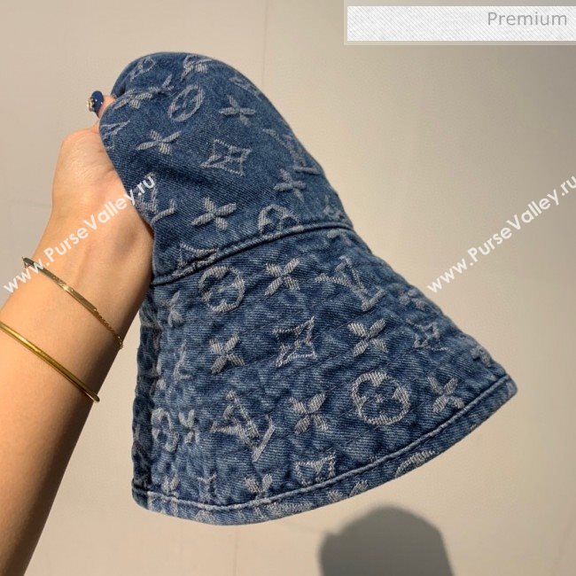 Louis Vuitton Monogram Denim Canvas Bucket Hat LV01 Blue/White 2020 (V-20052710)