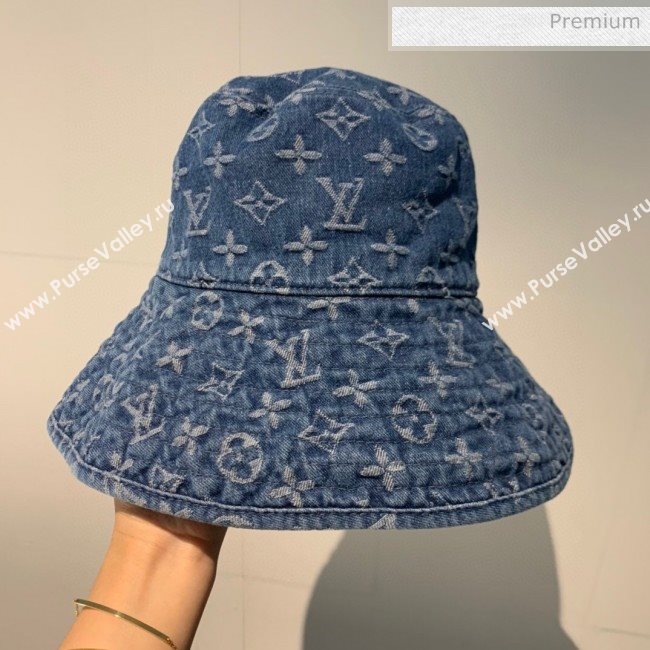 Louis Vuitton Monogram Denim Canvas Bucket Hat LV01 Blue/White 2020 (V-20052710)