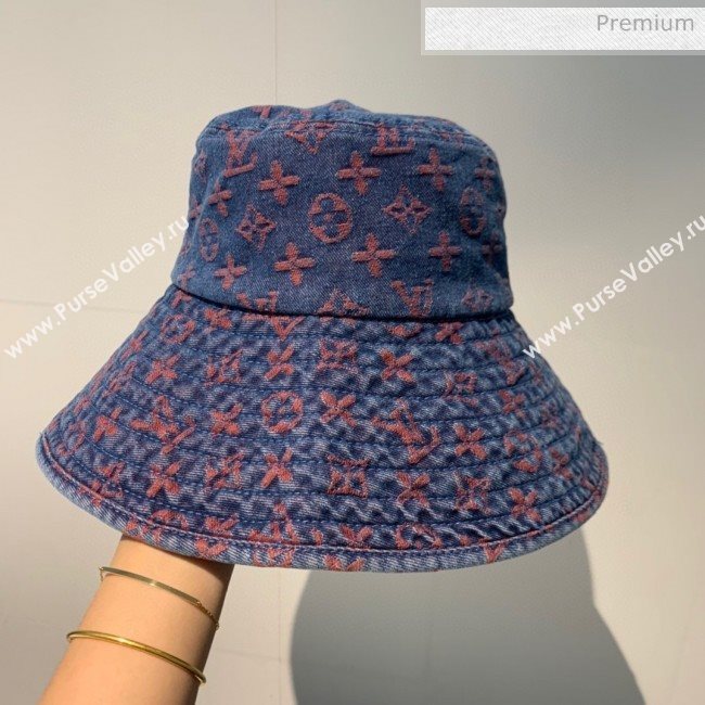 Louis Vuitton Monogram Denim Canvas Bucket Hat LV02 Blue/Red 2020 (V-20052711)