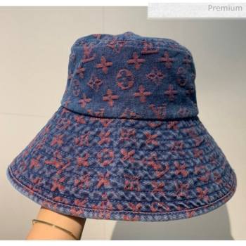 Louis Vuitton Monogram Denim Canvas Bucket Hat LV02 Blue/Red 2020 (V-20052711)