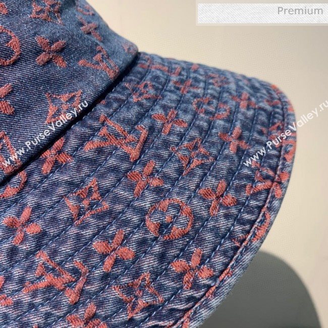 Louis Vuitton Monogram Denim Canvas Bucket Hat LV02 Blue/Red 2020 (V-20052711)