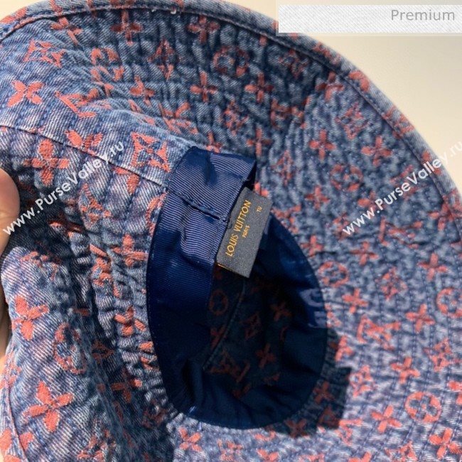 Louis Vuitton Monogram Denim Canvas Bucket Hat LV02 Blue/Red 2020 (V-20052711)