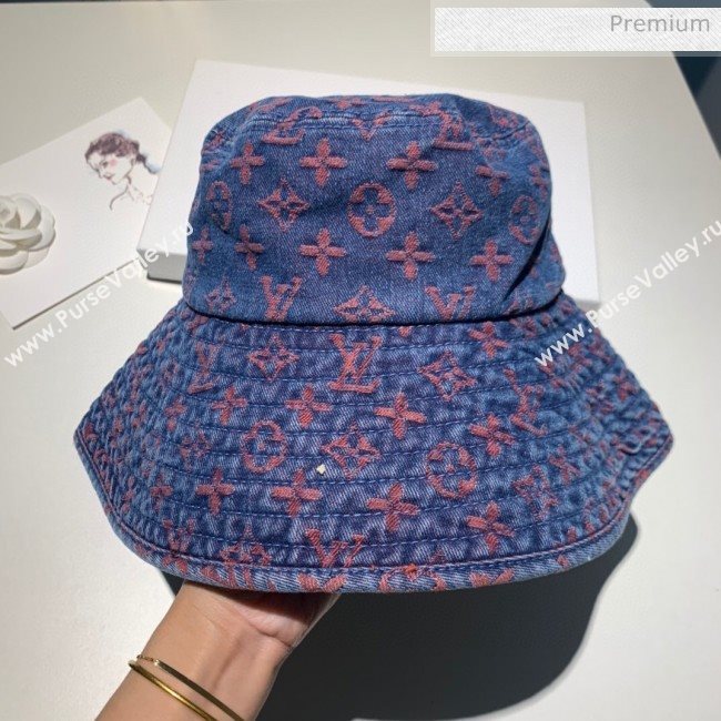 Louis Vuitton Monogram Denim Canvas Bucket Hat LV02 Blue/Red 2020 (V-20052711)