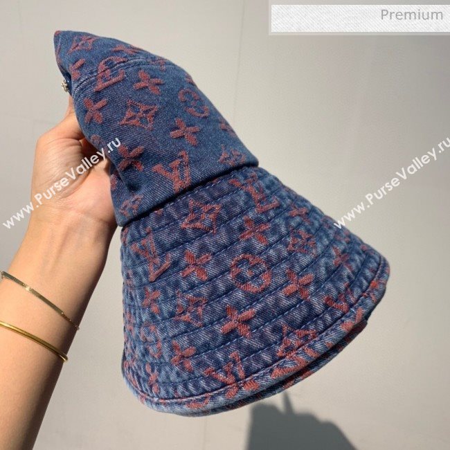 Louis Vuitton Monogram Denim Canvas Bucket Hat LV02 Blue/Red 2020 (V-20052711)