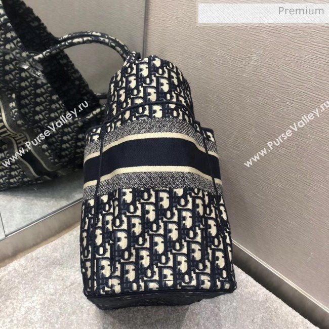 Dior Oblique Embroidery Catherine Tote Bag Deep Blue 2020 (XXG-20052727)