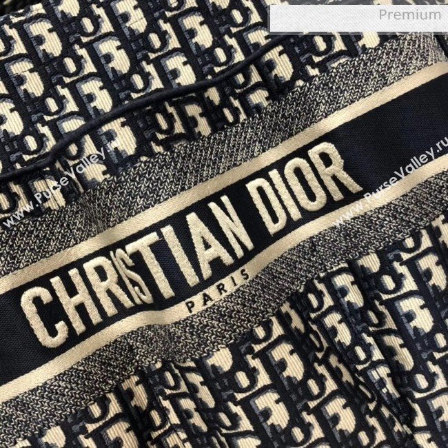 Dior Oblique Embroidery Catherine Tote Bag Deep Blue 2020 (XXG-20052727)