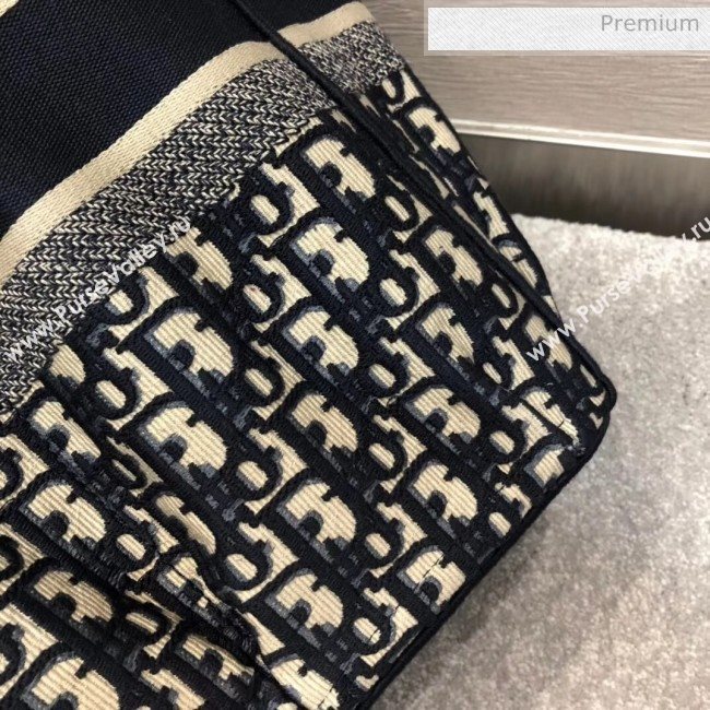 Dior Oblique Embroidery Catherine Tote Bag Deep Blue 2020 (XXG-20052727)