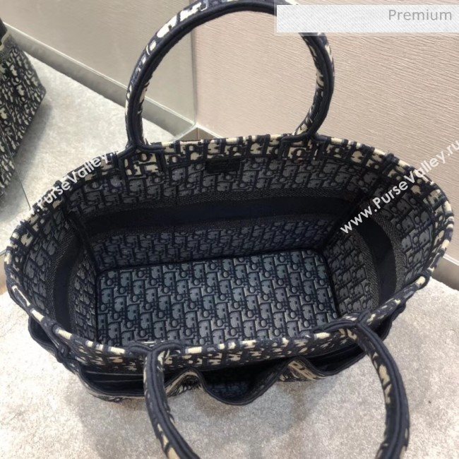 Dior Oblique Embroidery Catherine Tote Bag Deep Blue 2020 (XXG-20052727)