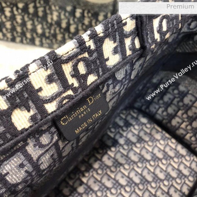 Dior Oblique Embroidery Catherine Tote Bag Deep Blue 2020 (XXG-20052727)