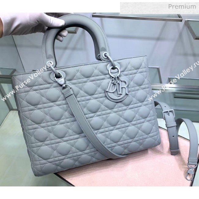 Dior Cannage Calfskin Large Lady Dior Bag Grey 2020 (XXG-20052728)